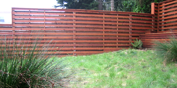 The fence looks mostly opaque when viewed from straight on, but sunlight descending at an angle can pass through.